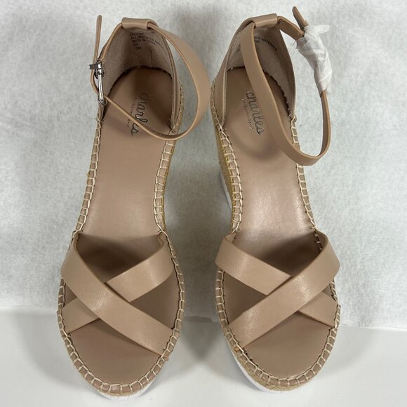 Charles By Charles David Engage Nude Strappy Espadrille Wedge Sandals Size 10M - Picture 5 of 12